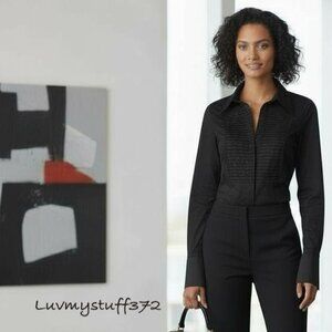 Cute Bianca Nygard Black Sequence Tuxedo Blouse